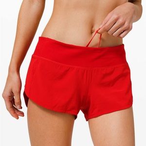 Lululemon low rise lined 2.5 inch red speedups